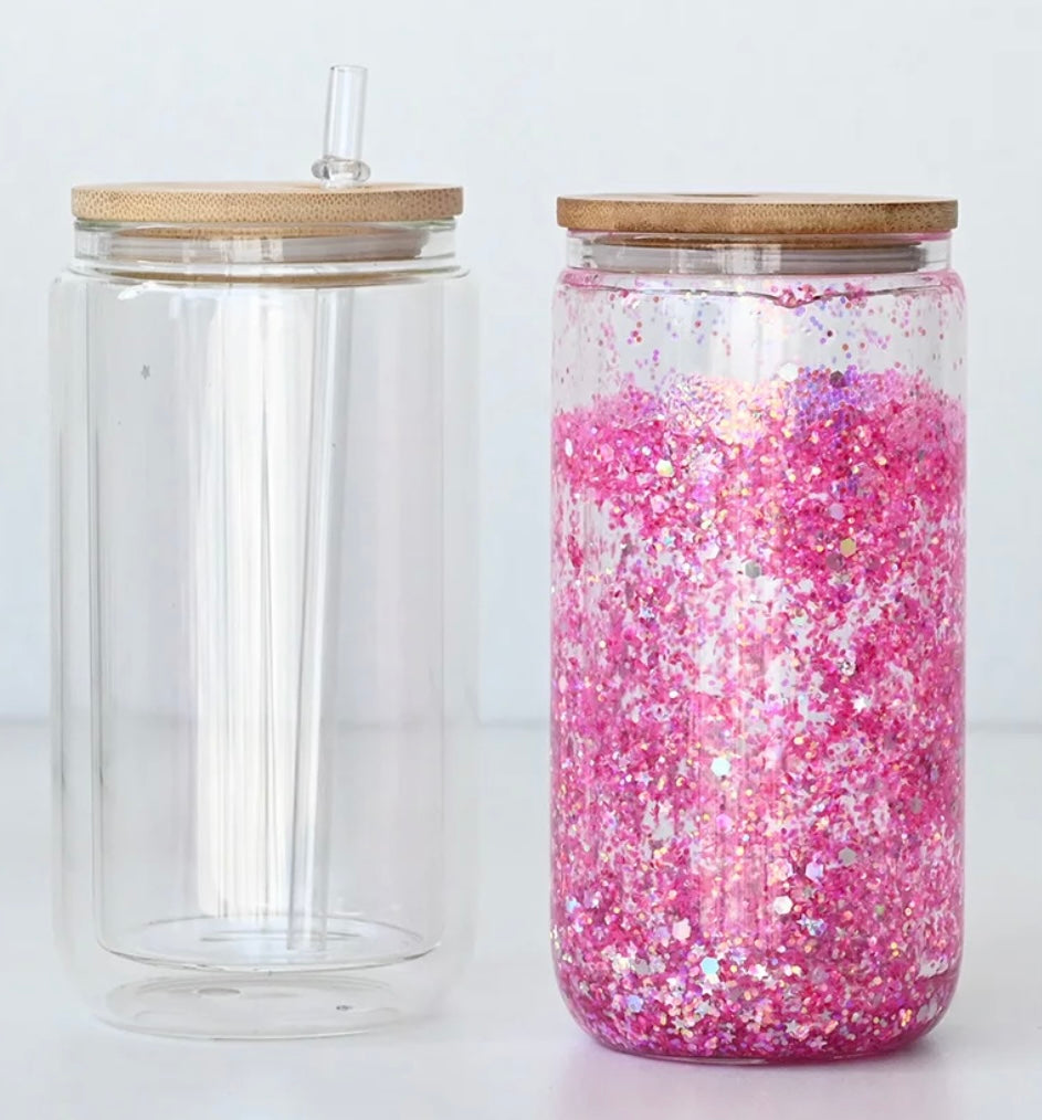 20oz SNOWGLOBE SUBLIMATION Tumbler with predrilled hole