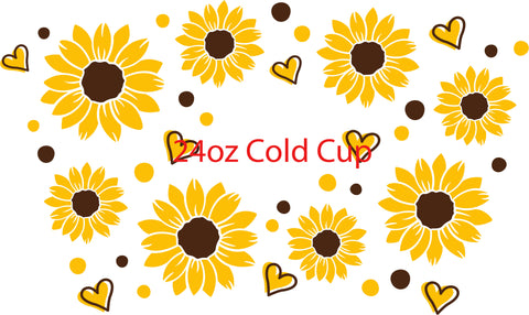 Sunflower 24oz Cold Cup Wrap- With Hole