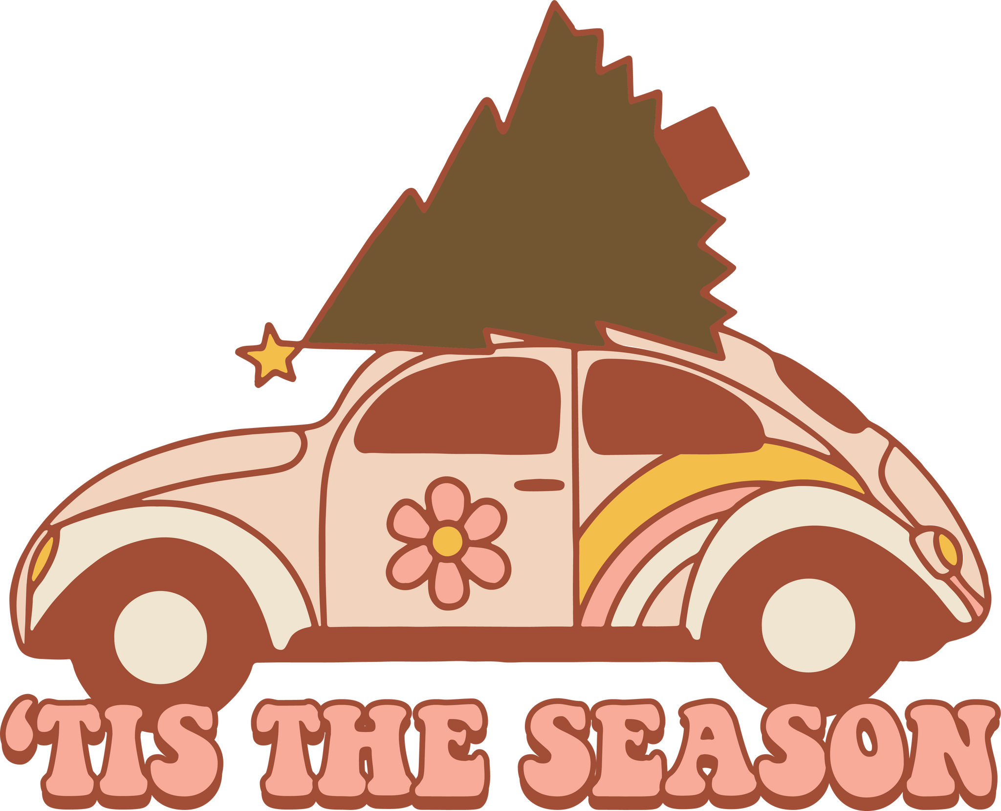 'Tis The Season VW Beetle HTV Vinyl Transfer