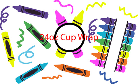 Teacher Crayon 24oz Cup Wrap- With Hole
