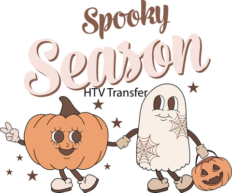 Ghost and Pumpkin Spooky Season HTV Vinyl Transfer