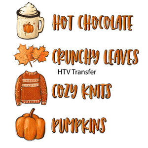 Hot Chocolate Crunchy Leaves HTV Vinyl Transfer