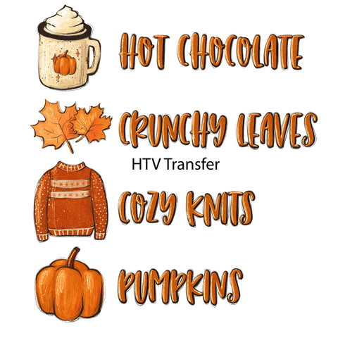 Hot Chocolate Crunchy Leaves HTV Vinyl Transfer