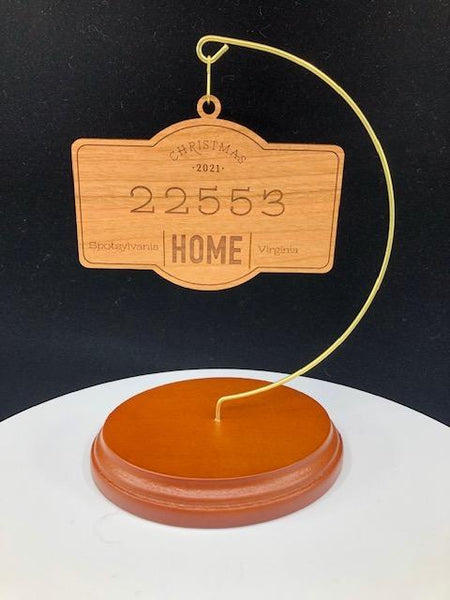 Holiday Ornament- Home Plaque with Personalized Zip Code (and City & State)