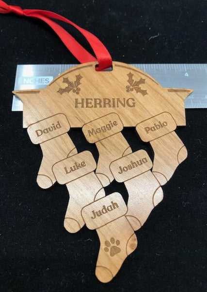 Holiday Ornament- Personalized Stocking with Family Names