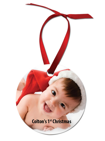 Round Holiday Ornament- Personalized