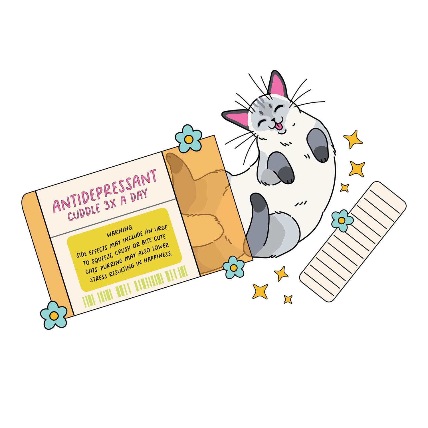 Antidepressant Cat Cuddles 2 Decal