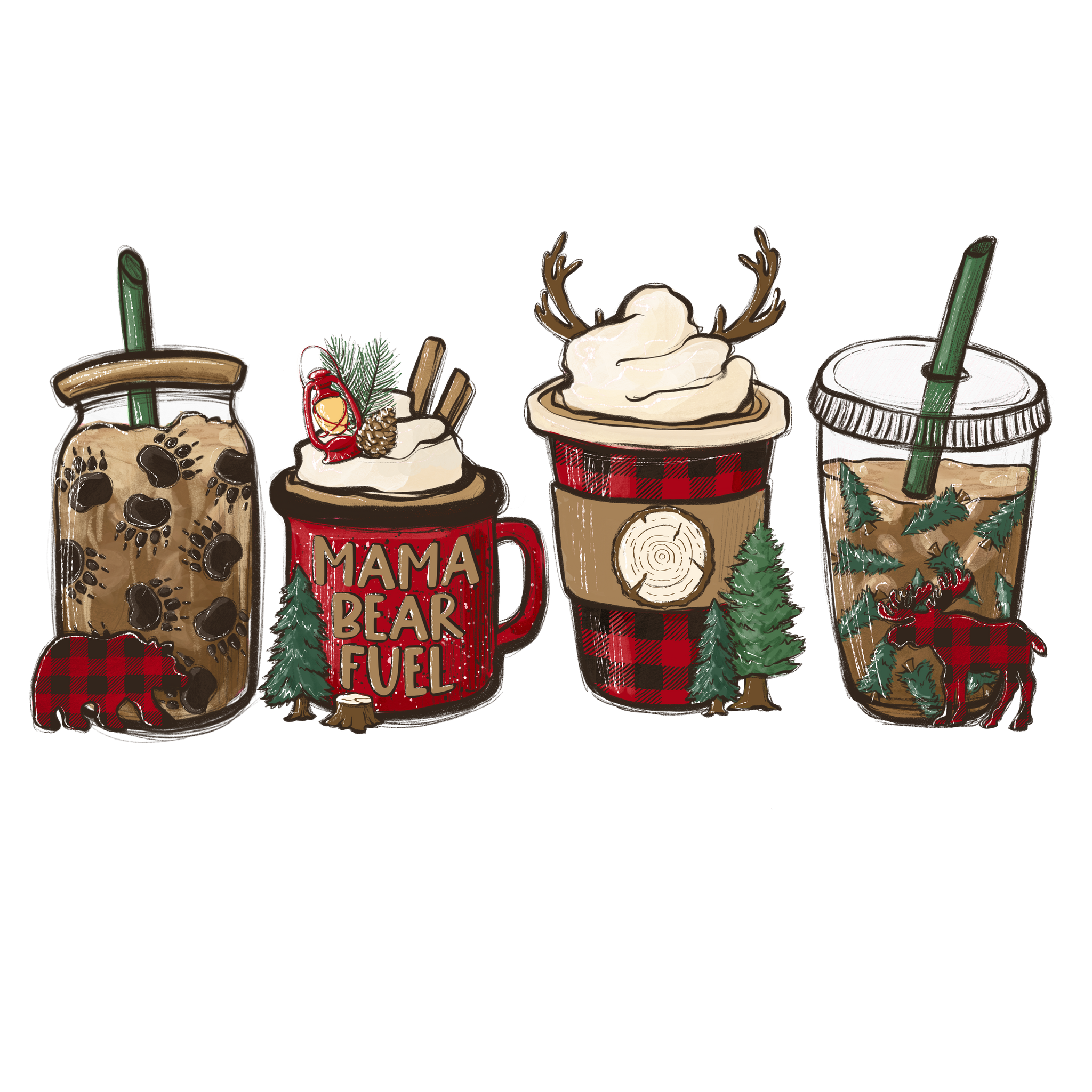 Lumberjack Mama Bear Latte HTV Vinyl Transfer